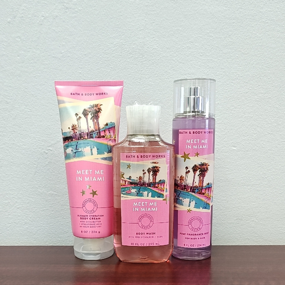 Bath & Body Works MEET ME IN MIAMI 3 Piece Body Care Bundle Set